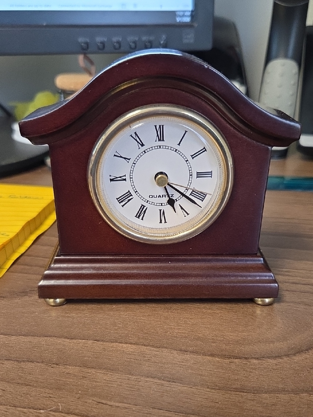 Bombay Mahogany wood Mantel Clock with White Roman Dial